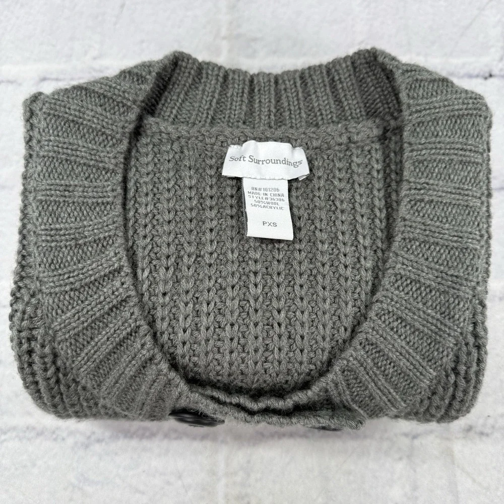 Soft‎ Surroundings City Sweater Tunic Size PXS Wool Blend Double Breasted Gray